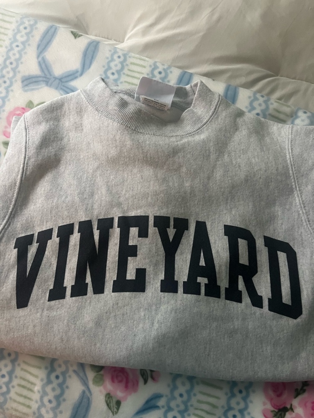 Champion Light Gray Crewneck Sweatshirt with Blue Tag